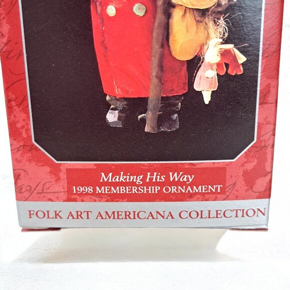 Hallmark Keepsake Ornament Making His Way Santa 1998 Folk Art Collection - Picture 3 of 8